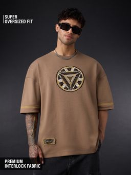 The Souled Store - Official Iron Man: Indie Arc Reactor Men Beige Super Oversized T-Shirt