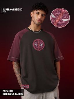 The Souled Store - Official Marvel Deadpool: Indie Logo Men Brown Super Oversized T-Shirt