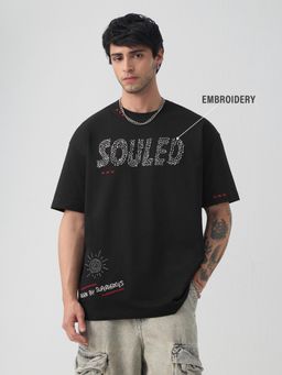 The Souled Store - Drift Men Black Oversized T-Shirt