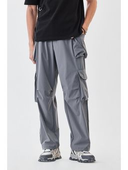 Snitch - Grey Solid Loose Casual Cargo Pants for Men