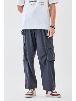 Snitch - Grey Solid Loose Casual Cargo Pants for Men