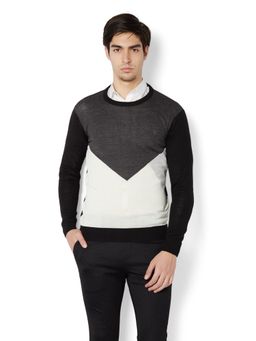 Van Heusen - Men Grey Knit Crew Neck Sweater
