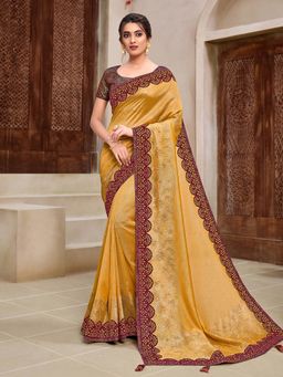 Odette - Yellow Silk Georgette Designer Saree with Unstitched Blouse