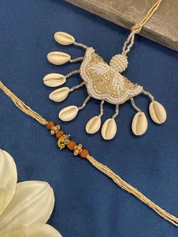Digital Dress Room - Ganesha Rakhi with Tassel Sea Shell Latkan Lumba Rakhi