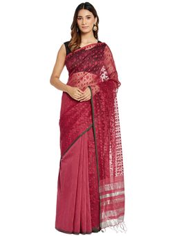Fabindia - Magenta Hand Woven Cotton Silk Blend Sari