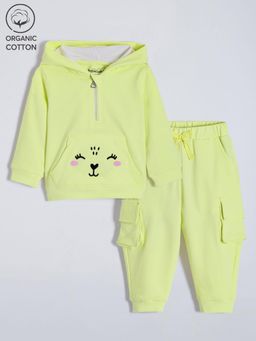 Hopscotch - Animal Embroidered Cotton Jogger Set