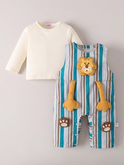 Hopscotch - Lion Applique Dungaree Set