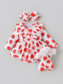 Hopscotch - Strawberry Onesie Matching Bow Set