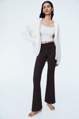 H&M - Women Brown Gathe Microfibre Yoga Pants