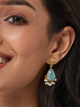 Fabindia - Blue Silver Dangler Earrings