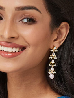 Fabindia - Pink Silver Dangler Earrings
