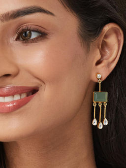 Fabindia - Green Silver Dangler Earrings