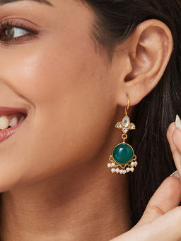 Fabindia - Green Silver Dangler Earrings