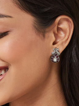 Fabindia - Pink Silver Drop Earrings