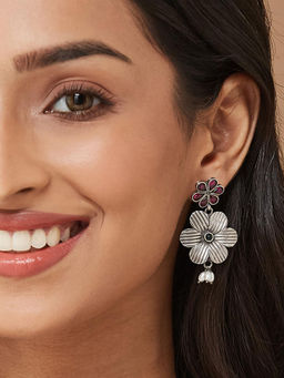 Fabindia - Pink Silver Dangler Earrings