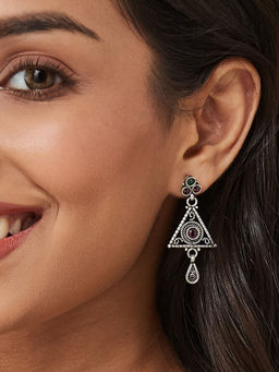 Fabindia - Multi-Color Silver Dangler Earrings