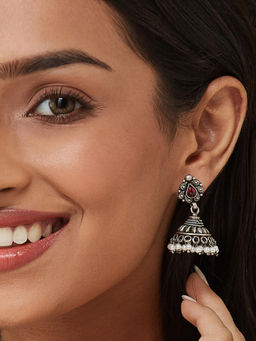 Fabindia - Pink Oxidised Jhumka Earrings