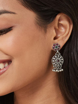 Fabindia - Pink Silver Dangler Earrings