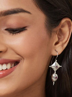 Fabindia - Pink Silver Dangler Earrings