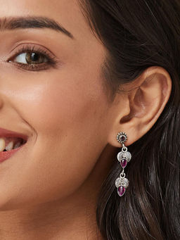 Fabindia - Pink Silver Dangler Earrings