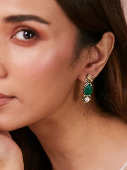 Fabindia - Green Silver Drop Earrings
