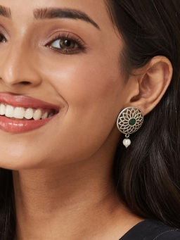 Fabindia - Green Metal Drop Earrings