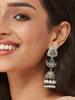 Fabindia - Green Metal Jhumka Earrings
