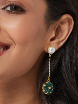 Fabindia - Green Silver Dangler Earrings
