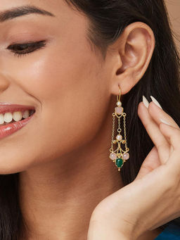Fabindia - Green Silver Dangler Earrings