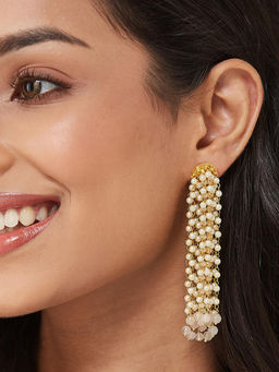 Fabindia - White Silver Dangler Earrings