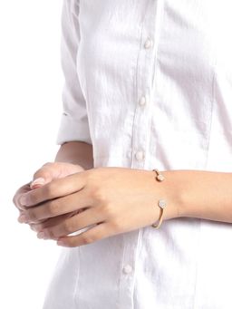 Carlton London - Gold-Plated Cz-Studed Cuff Bracelet