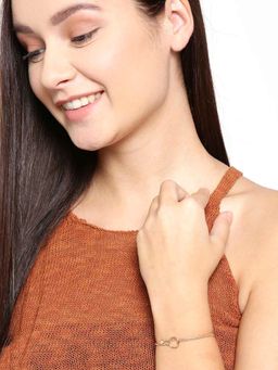 Carlton London - Rose Gold Plated with Cz Double Chain Layered Bracelet