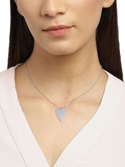 Carlton London - Silver-Toned Rhodium-Plated Heart Link Chain