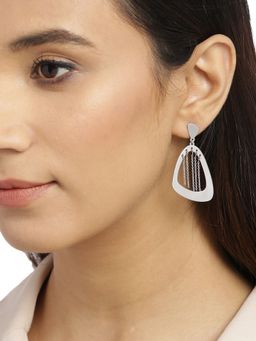 Carlton London - Silver-Toned Rhodium-Plated Drop Earrings