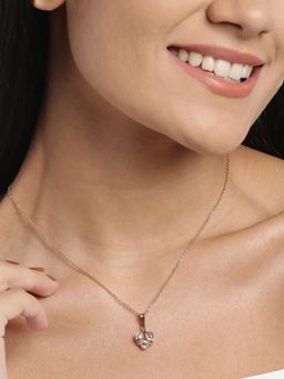 Carlton London - Rose Gold Plated with Cz Contemporary Pendant with Chain for Women