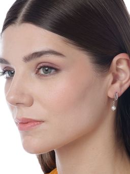 Carlton London - Rhodium Plated with Cz and Pearl Fancy Drop Earring for Women