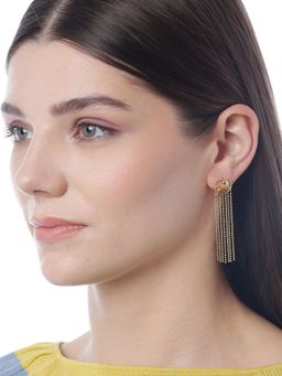 Carlton London - 18Kt Gold-Plated Tasselled Contemporary Drop Earrings