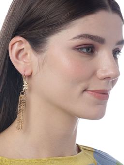Carlton London - Gold Plated Butterfly Shaped Tasselled Drop Earrings
