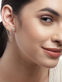 Carlton London - 18Kt Gold-Plated Contemporary Drop Earrings