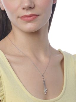 Carlton London - Silver-Toned and Off-White Rhodium-Plated Stone-Studded Beaded Necklace