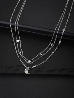 Carlton London - Silver-Toned Brass Rhodium-Plated Layered Necklace