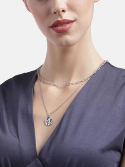 Carlton London - Silver-Toned Brass Rhodium-Plated Layered Necklace