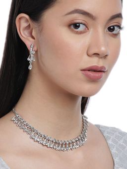 Carlton London - Silver-Plated Cz-Studded Handcrafted Jewellery Set