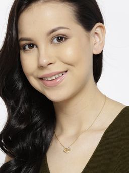 Carlton London - Gold-Plated Cz-Studded Heart-Shaped Necklace