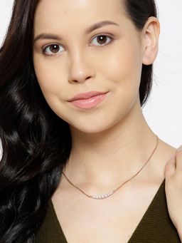 Carlton London - Rose Gold-Plated Cz-Studded Necklace