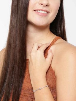 Carlton London - Silver-Toned Rhodium-Plated Star Shaped Bracelet