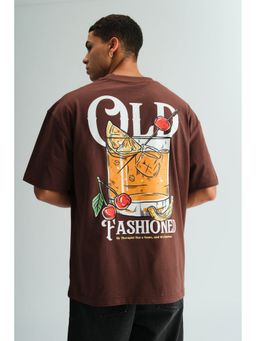 Bonkers Corner - Men Brown Cotton Graphic Regular Fit T-Shirt