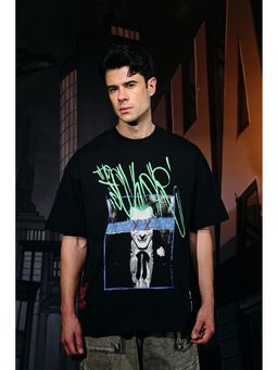 Bonkers Corner - Men Black Cotton Graphic Regular Fit T-Shirt