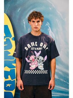 Bonkers Corner - Men Blue Cotton Graphic Regular Fit T-Shirt