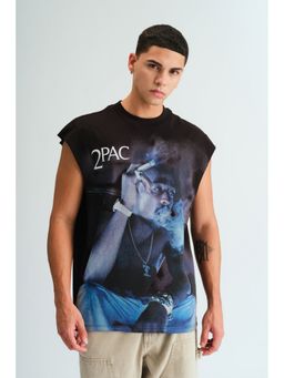 Bonkers Corner - Men Black Cotton Graphic Regular Fit Tank Top